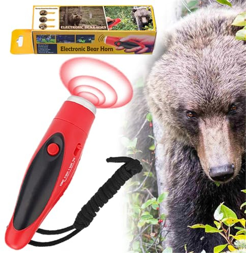 JIUSAIRUI 120dB Electronic Bear Horn to Scare Bears- Loud Air Horn for Safety Hiking Camping Emergency Whistle Can Replace Bear Bell