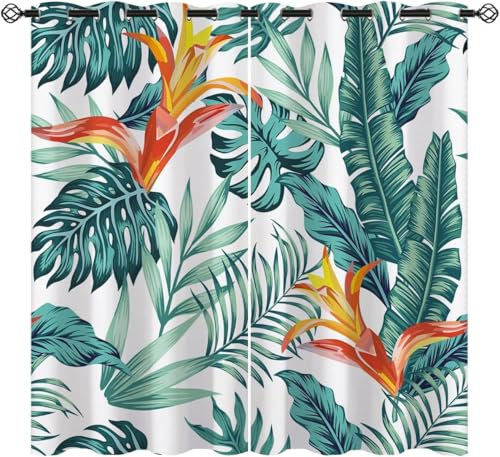 Blickdicht Gardinen Mit Ösen Bunte Pflanzen Und Blumen Lichtundurchlässig Verdunkelungsvorhänge Für Wohnzimmer, Schlafzimmer Und Kinderzimmer Moderner Digitaldruck 3D 140 (B) X 160 (H) 9426352399639