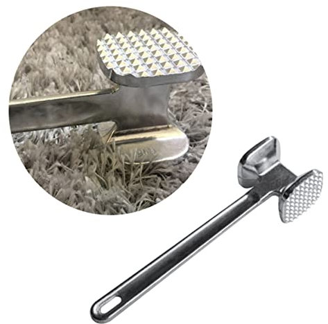 PRETYZOOM Martillo Ablandador De Carne De Aluminio Pequeño Doble Cara con Pinchos y Lado Liso Herramienta para Ablandar Filetes De Buey Pollo y Chuletón y Fácil De Colgar para Cocina Domésti