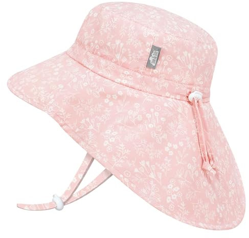 Jan & Jul Sombrero de secado rápido para niñas con protección para el cuello para natación, 50+ UPF para niños pequeños (M: 6-24 meses, rosa Prairie), Pradera Rosa, 6-24 meses