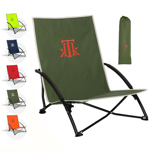 kTk KONTIKI Silla Playa Plegable Premium Ligera 2,9 kg con Bolsa | Diseño Elegante y Exclusivo | Silla Ligera para Jardín, Piscina y Exterior | Verde | Confort y Estilo
