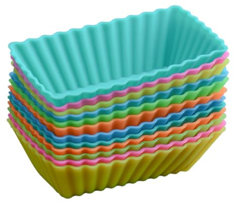 MAGICLULU Stampini in Silicone Muffin Rettangolari 24 Pezzi Stampo in Silicone Facile da Pulire e Usare per Pirottini e Baking Gadget Colore Casuale
