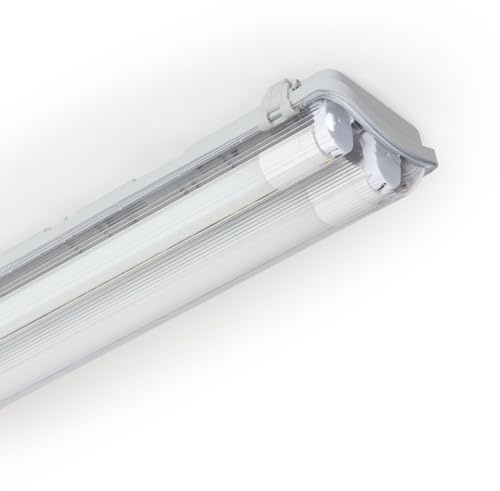 LEDKIA LIGHTING Plafoniera Stagna 150cm IP65 con due Tubi LED Vetro 22W 140lm/W per Soggiorno, Cucina 4000K Bianco Naturale