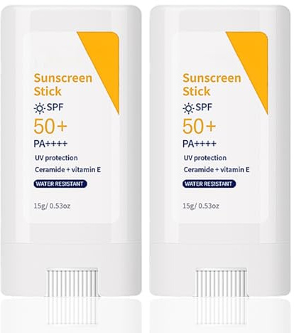 Sunscreen Stick SPF 50+, 2 PCS Invisible Sun Stick SPF 50 Face & Body, Factor 50 Sun Cream With Hyaluronic Acid and Ceramides for Broad Spectrum Sun Protection, Smei-Matte & Waterproof & Non-Greasy