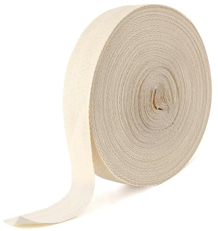 Cotton Twill Tape, 20mm 50M Bias Binding Bunting Twill Tape for Sewing Herringbone Cotton Webbing Tapes Ribbon for Sewing Craft Beige