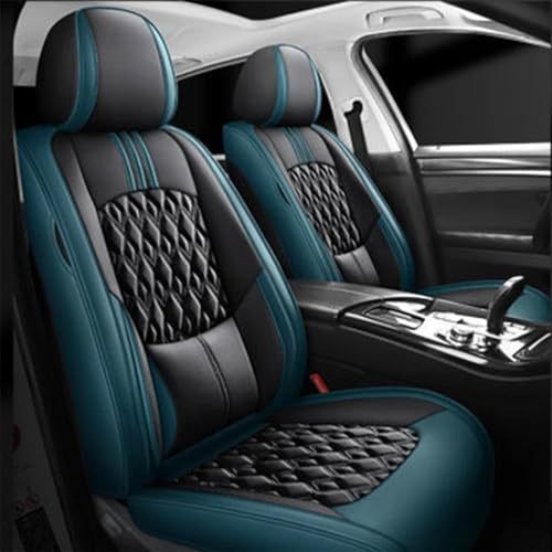 SQIFBA Sitzschoner Auto Leder Vordersitzbezüge Für Peugeot 301 307 SW 508 SW 308 206 4007 2008 5008 2010 3008 2012 107 206 Autozubehör Autositzbezüge(Schwarz Blau)