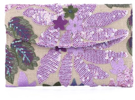 Jywmsc Pochette Estiva da Donna Borsellino con Perline Floreali Ricamo Borsa da Sera per Matrimonio Formale