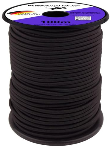 PP Polypropylen Expanderseil 6mm Gummiseil PPM Gummileine Planenseil Gummikordel Made in Germany 10m-100m viele Farben (Schwarz, 10 m (Lfm) Ø6 mm – ohne Spule)
