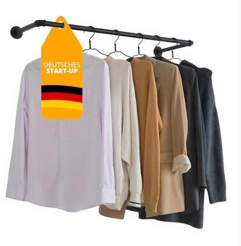 Kleidereisen Kleiderstange wandmontage - Stabile Garderobe industrial style aus massivem Gusseisen mit bis zu 30kg Belastbarkeit - Perfekt als Wandgarderobe oder für einen begehbaren Kleiderschrank