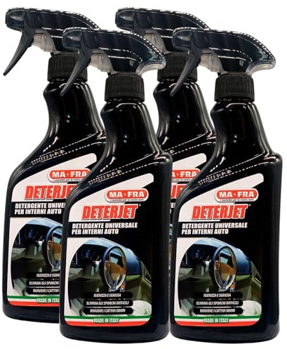 FEI FAN Detergente Universale per Interni Auto DETERJET, Igienizza e Sgrassa. Elimina Gli Sporchi Difficili, Rimuove i Cattivi Odori 500ml (4 Spray)