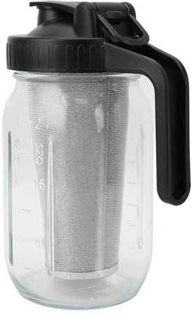 Keenso Cold Brew Cafeter Jarcher Jar con y Deliciosa Tapa para Cejas Simples en la Oficina en Casa, Negro (1000 ml)