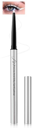 Gel Eyeliner White, Metallic Waterproof, White Long-Lasting Eye Liner Pen, Highly Pigmented Eyeliner Pen, Quick Drying, Eye Make-Up Festival Gift for Women and Girls, Vegan-04
