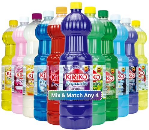 Mix & Match Any 4 Kiriko Spanish Cleaning Products Floor Cleaner 1.5L Powerful Multi-Surface Cleaning Liquid Eliminates Dust, Stains & Bad Odours Fresh Scent Household Essential for All Floors