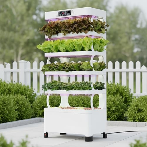 5-stufiges Indoor-Hydroponik-Anbausystem mit LED-Wachstumslichtern - 72 Pflanzlöcher & 85 Pods für Gemüse, Kräuter, Erdbeeren, bodenloses Smart-Garten-Kit für Zuhause & Küche Premium Edition