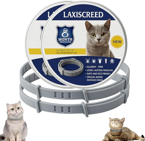 Katzen Halsband 2er Set – Natürliche Pflanzenextrakte, Bis zu 16 Monate Wohlbefinden & Umsorgende Pflege, Komfortabel Verstellbar, Wasserresistent, Für Katzen über 7 Wochen