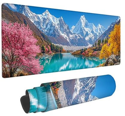 Tapis de Souris de Jeu, 800 x 300 mm XXL Tapis Souris Gaming Grand, Antidérapant Étanche, iExtended Long Clavier Mouse Pad XXL, Accessoire Bureau, pour Gamer, Ordinateur, PC (Eau de Montagne) i-723