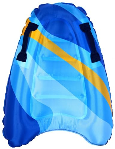 Aufblasbares Bodyboard, PVC-Surfbrett mit hohem Auftrieb, mit Griff, blau gestreift, wasserdicht, auslaufsicher, tragbar, 28, 4 x 20, 5 x 5, 9 cm, aufblasbares Surfbrett, Bodyboard