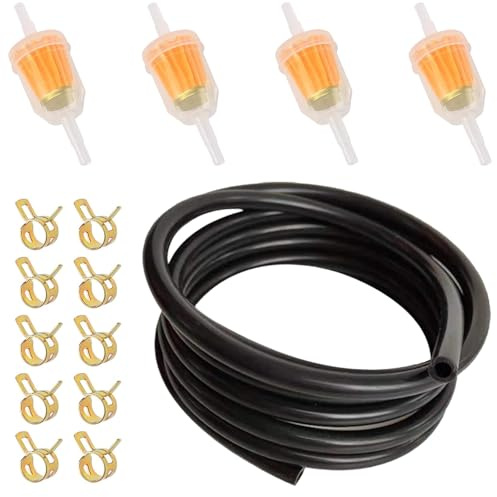 Benzinschlauch Kit, Kraftstoffleitung mit 3m Benzinschlauch + 4 Filtern + 10 Schlauchschellen Benzinfilter Kraftstoffgasleitung Kit kraftstofffilter Diesel für Auto Roller Rasenmäher