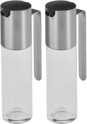 WMF Basic Essig- Ölspender 120ml, Essig und Öldosierer mit Aromadeckel, Rücklauföffnung, Glasbehälter, Cromargan Edelstahl mattiert (Packung mit 2)