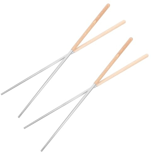 GALPADA Palillos Largos de Madera para Cocina Reutilizables, 2 Pares, Fáciles de Limpiar, Ideales para Freír, Barbacoa y Olla Caliente