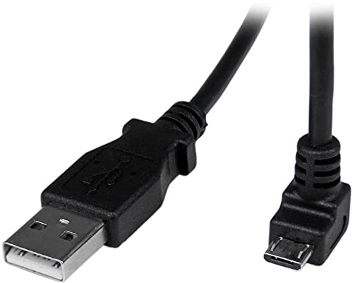 StarTech.Com USBAUB2MD 2m USB 2.0 A auf Micro B abgewinkelt Kabel schwarz | USB 2.0 Datenkabel, Anschlusskabel, 480 Mbit/s, Zugentlastung, Micro B Stecker