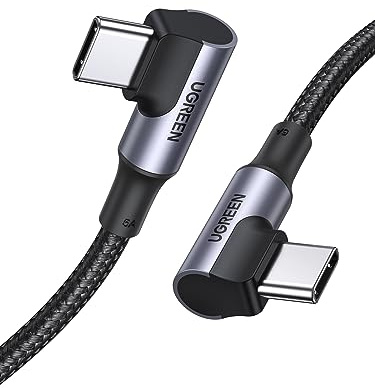 UGREEN 100W USB C to USB C Cable, 90 Degree Type C Cable for iPhone 17/17 Air/17 Pro/17 Pro Max/16, MacBook Pro 2022, iPad Pro 2022, Samsung Galaxy S25/S24/Z Fold, Google Pixel, Switch,10FT