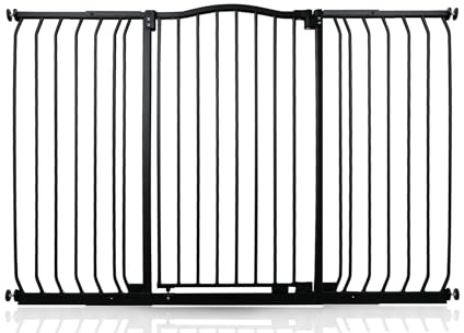Safetots Extra Tall Curved Top Hundgrind, 143cm - 152cm, Mattsvart, Extra Hög 100cm i Höjd, Tryckmonterad Trappgrind, Barngrind för Dörrar, Hallar och Utrymmen, Säkerhetsbarriär, Enkel Installation