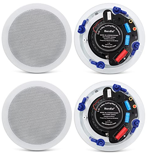 Herdio Altoparlanti da soffitto Bluetooth da 5,25 pollici 600 Watt per soggiorno, camera da letto, bagno, home theater, portici coperti (4 altoparlanti)