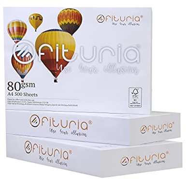Folios A4, Papel Multiusos para Impresora y Fotocopiadora, Papel Blanco para Entornos Laborales y Uso Doméstico, Tamaño din A4 80g/m², Paquete de Folios - Ofituria (1500 hojas – 3 paquetes)