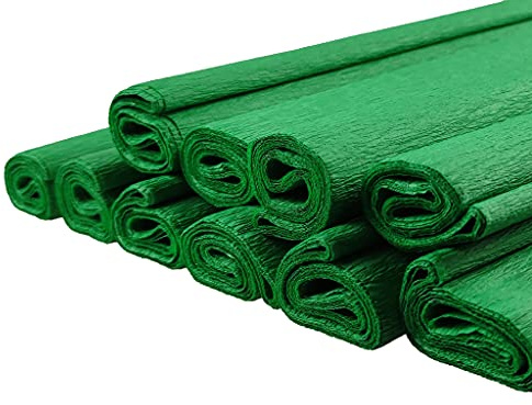 Netuno 10 Rollen Krepppapier Dunkelgrün 200 x 50 cm Floristenkrepp Basteln | Gärtnerkrepp crepe paper Krepp Papier Papierrollen Dekoration Bastelkrepp Bastelpapier Geschenkverpackung Laternen