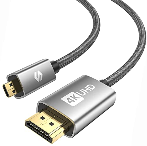 Silkland Cavo Micro HDMI to HDMI 2M, 4K@60Hz, Cavo Micro HDMI Supporta Ethernet, 3D, HDR e ARC, Micro HDMI to HDMI Compatibile con GoPro Hero 9/8/7/6/5, Raspberry Pi 5/4, Sony Camera A6300 A6400