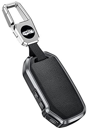 ontto Autoschlüssel Hülle Passt für Kia Sportage R GT Stinger GT Sorento Ceed CD Cerato Forte 2018-2021 Fernbedienung Cover Schlüsselanhänger Metall Leder Schutzhülle Schlüsselcover 3 Tasten-Schwarz