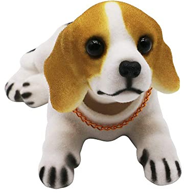 MonLiya Bobble Head Beagle, Car Decoration Nodding Dog Ornaments High Emulation Creative Dog Dashboard Crafts Dog Lover Gift for Car Vehicle Desk Tabletop Office Decor (Beagle)