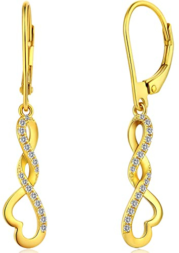 Miaofu 18K Weißgold Plattiert Ohrringe Silber s925 Hängend Damen Simulierter Diamant Hängende Lang Unendlichkeit Infinity Ohrhänger Silber s925 Mit 5AZirkonia Kristall