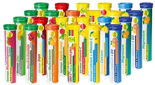 Brausetabletten Sortimentmix T&D Pharma - 24x20 = 480 German Brausetabletten - Vitamine und Mineralien in fruchtigen Geschmäckern - Made in Germany