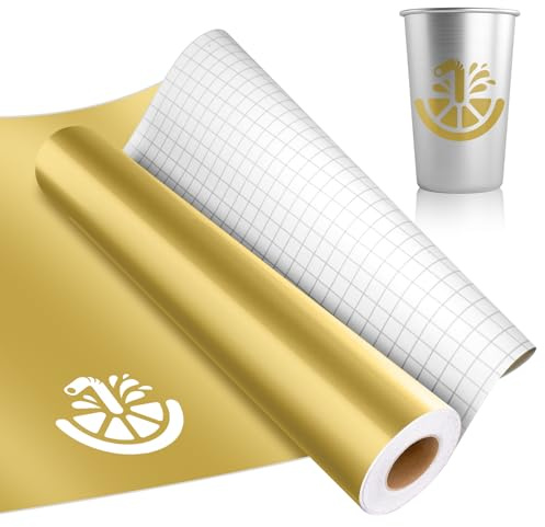 IModeur Gold Permanent Vinyl Roll - 30.5 x 305 cm Adhesive Vinyl Roll for Silhouette & Cameo, Mug, Cup, Window & Home Deco