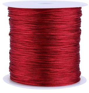 Cordón de Nailon Rojo, Cordón de Nudo Chino de Nailon de 0,8mm Hilo de Macramé Cola de Rata Hilo Borgoña para Pulseras, Collares, Fabricación de Joyas