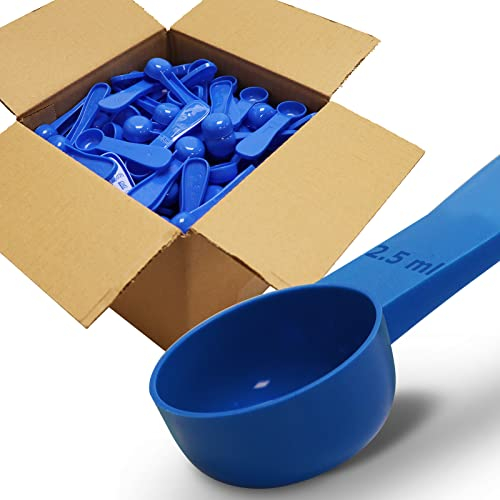 50pc Box, RE-GEN 2.5ml Reusable Short Handle Plastic Measuring Spoon Scoops Dosing Spoons | Ideal for Liquids, Powders, Granules, Home, Kitchen, Catering, Healthcare, Fitness