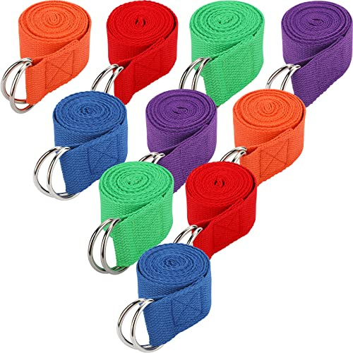 Jerify 10 Pcs Yoga Strap for Stretching 6ft Exercise Band, Multicolor