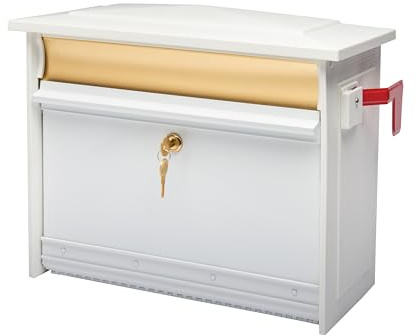 Architectural Mailboxes MailSafe™ Locking, Wall-Mounted Mailbox for Outside, Rust-Resistant Plastic & Aluminum Metal Small Mail Box with Lock and Key Drop Box, White