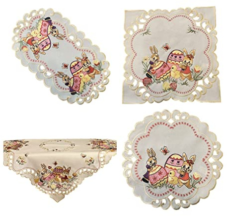 Osterdecke Ostern Osterhasen Tischläufer Tischdecke Mitteldecke beige - Größe wählbar (30x45)