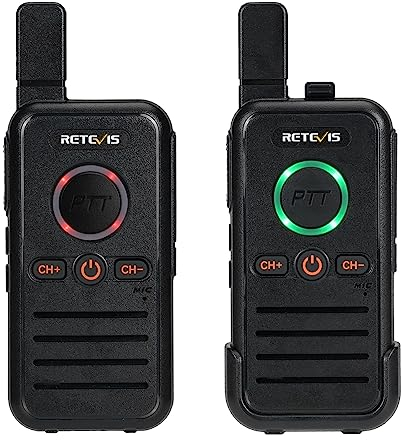 Retevis RB645 Walkie Talkie Wiederaufladbar, PMR446 Handheld 2 Wege Radio Kompakt, Dual PTT Radio, USB C VOX Hände Frei, Professionelles Familien Reise Walkie Talkie Camping (2 STK, Schwarz)
