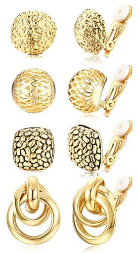 Kakonia 6Paar Clip auf Ohrringe für Damen Mädchen Hypoallergen Creolen Ohrclips Ohne Ohrlöcher Klips Ohrringe Set Modeschmuck Geschenk
