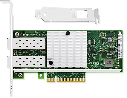 Elfcam® - 10Gb PCIE Scheda di Rete per Intel X520-DA2/ X520-SR2-82599ES Chip, Dual Porte SFP+, 10Gbit PCI Express x8 LAN Adapter, 10Gb NIC per Windows Server, Win8, 10, Linux