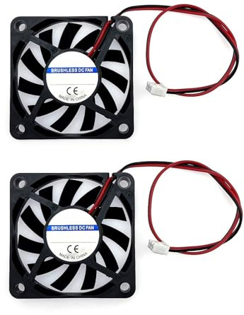 JZK 60 x 60 x 10 mm 2-poliger DC 12 V Mini-Lüfter mit Drähten – 6010 kleiner, leiser Miniatur-Lüfter für 3D-Drucker und Kühlkörper