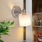 Glitzerlife aplique de pared foco interior vintage - aplique de pared spot de retro E14 orientable iluminación de lámparas pantalla de tela industrial