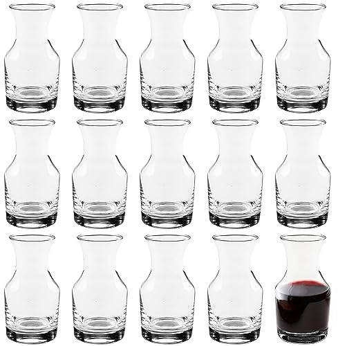 Auckyeer 15pcs Mini Wine Decanter Glasses Small Glass Carafe Set For Mimosa Bar Supplies Party (8.5oz)