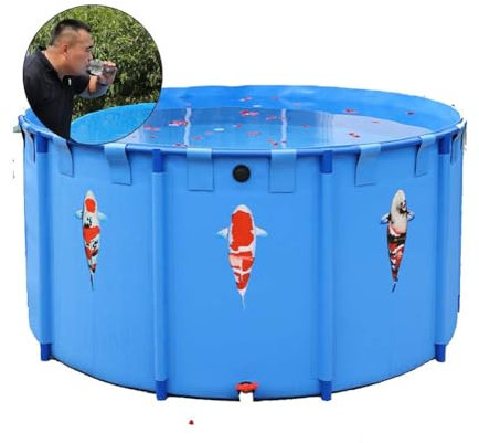 Piscine Fuori Terra, Acquario Pool Pond Con Valvola Di Scarico, Tela PVC Con Struttura In Acciaio For Stagni Serbatoio For Pesci Koi Pesce Rosso (Color : Blue, Size : 2.5x0.8m)
