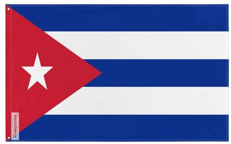 Pixelforma Bandera de Cuba en Varios Tamaños 100% Poliéster Imprimir con Dobladillo Doble 2. 2 ojales a la izquierda, 160 x 240 cm