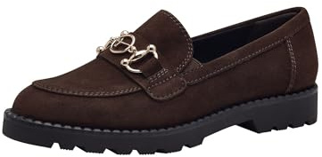 Tamaris Mocasines para Mujer de Piel, Cómodos, Mocca Ante, 38 EU